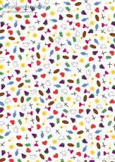 Geschenkpapier Christliche Feste, bunte Symbole