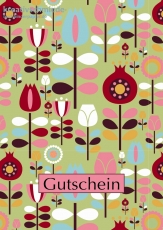 Postkarte Gutschein, 70er Garten