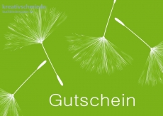 Postkarte Gutschein, Pusteblume auf Grn